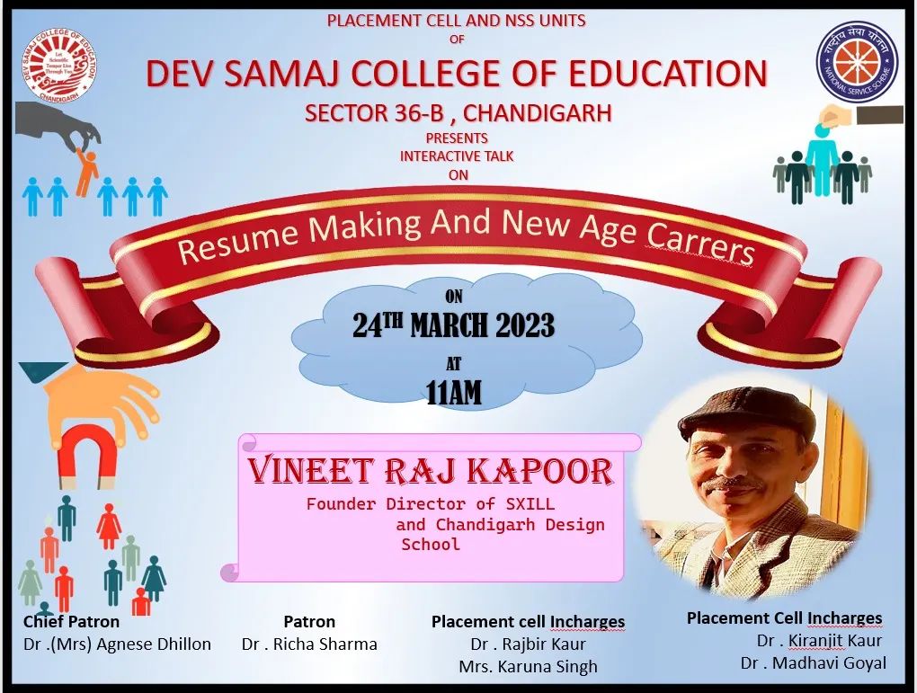Resume Making and New Age Careers Workshop by Mr Vineet Raj Kapoor at Dev Samaj College, Chandigarh